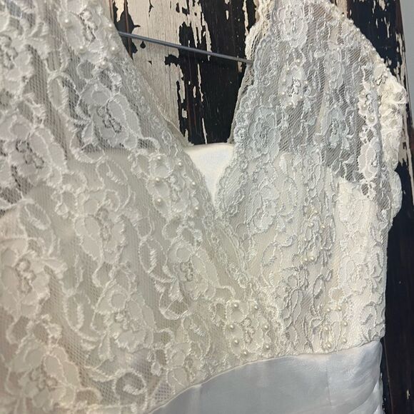 Vintage Bettie Page silky Lace wedding Bridal Rehearsal occasion dress. Size S. - Picture 4 of 13